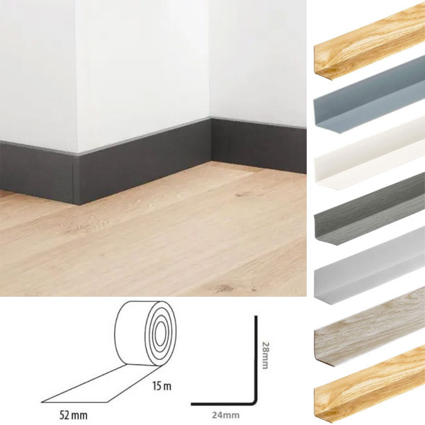 DQ-PP Soft skirting board | 25 m | dark brown | 50x15 mm | PVC |  self-adhesive | kink angle skirting rubber strip skirting corner profile  end strip skirting board : Amazon.nl: DIY & Tools